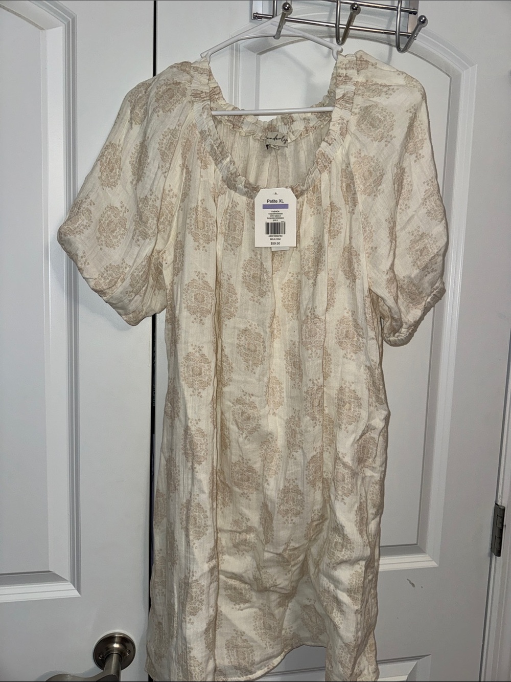 Wonderly Cream Mini Dress with Light Tan Floral Print